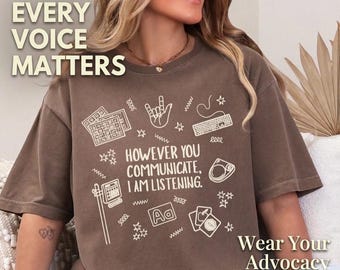 Everyone Communication Speechie AAC Bcba Aba Shirts Comfort Colors Sped Teacher Inclusion AAC Communications Shirt Speech Pathology Graduate