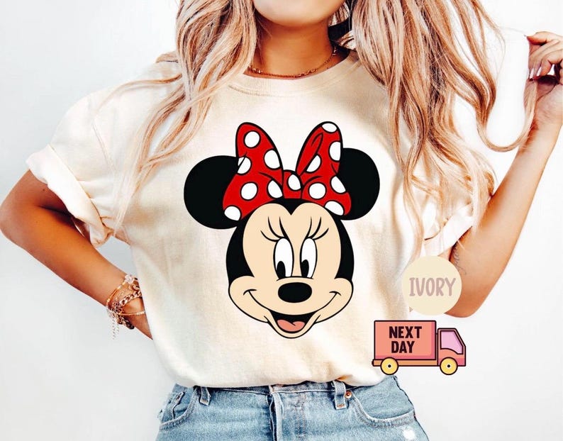 Comfort Colors Minnie Mouse T-Shirt, Disney Minnie Shirt, Minnie Checkered Shirt, Disney Gift Shirts, Disney Shirts Adults, Minnie Shirt image 1