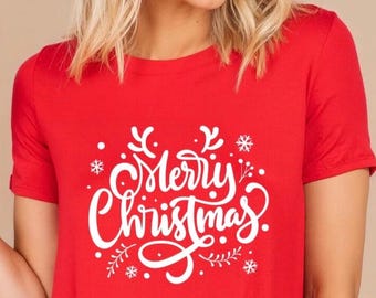 Womens 'Merry Christmas' T-Shirt, Holiday Cheer