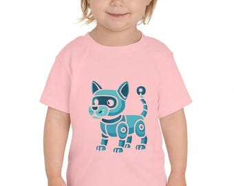 Robot Puppy Tee Cute Blue Mechanical Dog Toddler Shirt  Robot Graphic Tee Kids Robotics Shirt Gift For Son Daughter Robot Shirt Robot Tee