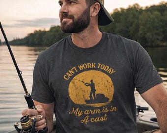 Funny Fishing T-Shirt, Fisherman Gift, Arm Cast Graphic Tee