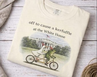 Off To Cause A Kerfuffle Comfort Colors Shirt Funny Frog Bicycle Tshirt Silly Animal Mental Health Tee Adult Humor Sarcastic T-Shirt