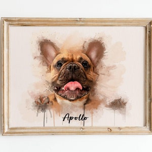 Watercolor Pet Portrait Painting, Watercolor Dog Art, Custom Dog Portrait Drawing, Loss of Dog Cat Pet Gift Memorial, Pet Illustration