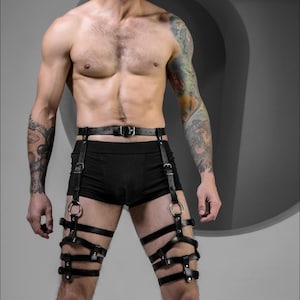 Leren tailleharnas voor man, beenharnas mannen, harnasriem voor mannen, verstelbare beenbretel, lichaamsriemen heren, punk, cadeau voor vriend