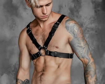 Leather Chest Harness Belt for Men, High Quality Vegan Leather