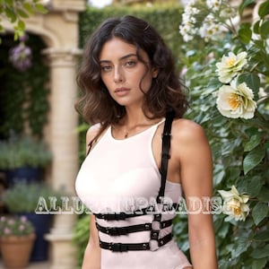 Imbracatura per il torace in pelle vegana da donna Cintura di sicurezza da donna Imbracatura per bretelle in pelle Cintura per abito Cintura per cintura in vita