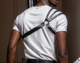 Men Shoulder Harness, Groomsmen Gift, Shoulder Straps Harness, Black Men Shoulder Harness,  Chest harness men, Fetish Men's body belts, Gift