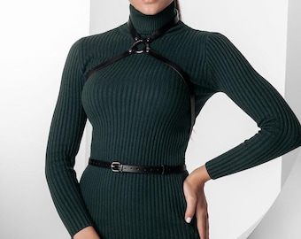 Leather Chest Harness Belt for Her - Versatile Waist Accessory, Stylish Harness Outfit, Unique Clothing Accent, Sensual Gift for Girlfriend