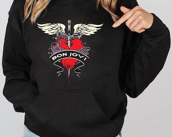 Bon Jovi Graphic Sweatshirt: Rock Band Fan Tee