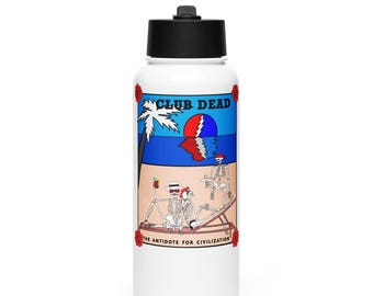 Grateful Dead Vintage Lot Shirt Image Club Dead Stainless steel water bottle with a straw lid