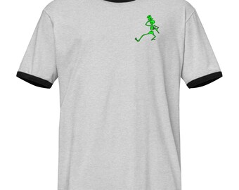 SEPTA logo on back, Dancing Skeleton on front of Unisex ringer t-shirt