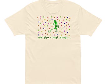 Skeleton Ran Into a Rain Storm on Cotton Heritage MC1082 I Men's Premium Short Sleeve Tee