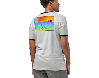Bolt on Front, Bound to Cover ... on back of Unisex ringer t-shirt