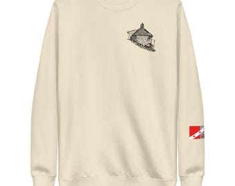 Ice House on Front, A Sig Flag on Left sleeve, Mystic Circle on Back ofUnisex Premium Sweatshirt