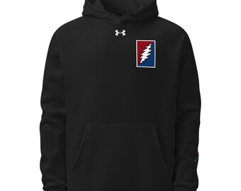 Bolt on Front, Club Fed on Back and Skeleton on Left Arm of Under Armour® hoodie