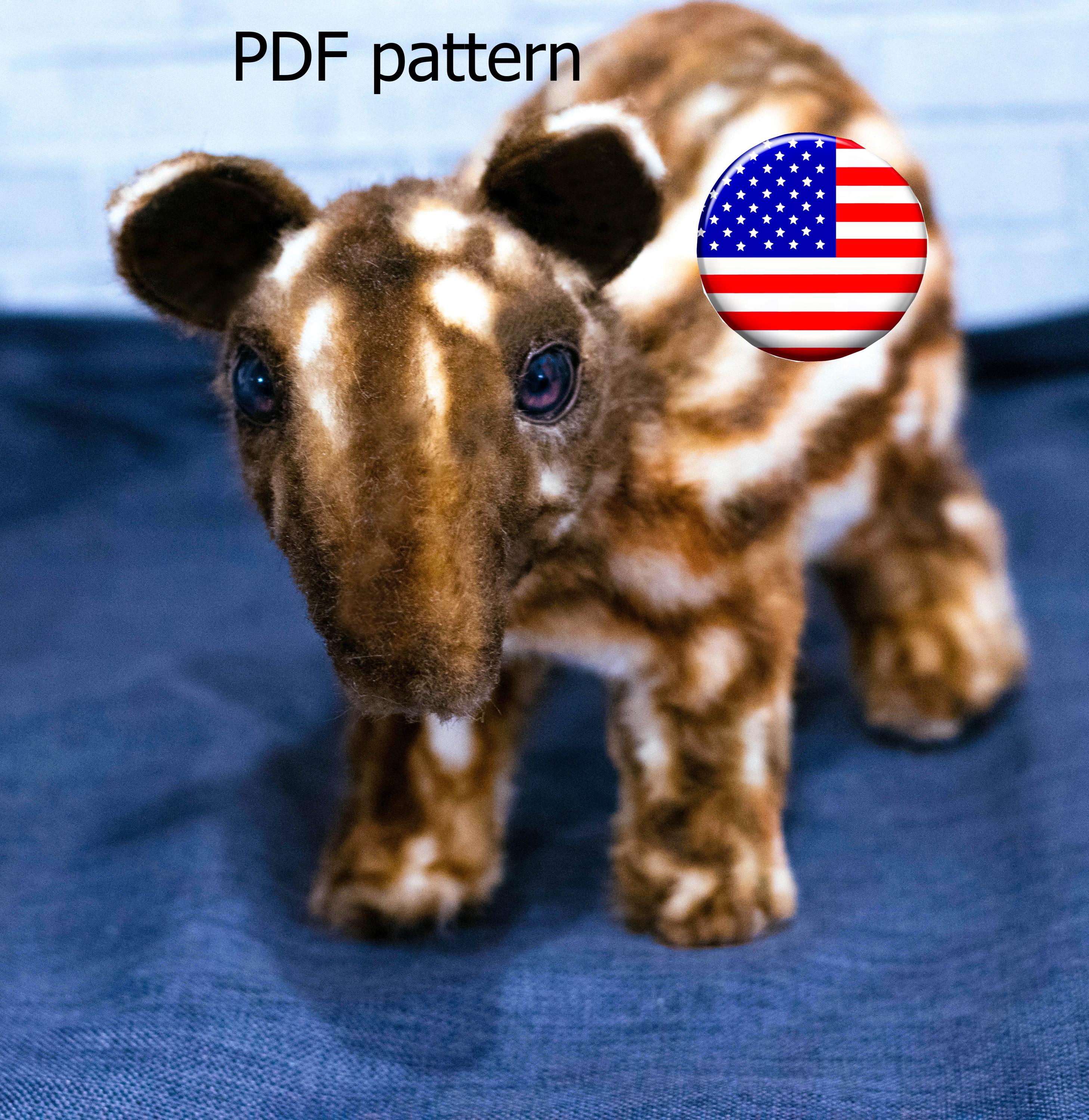 tapir pattern ooak handmade gift furry animal kawaii plush poseable doll black friday