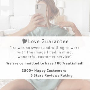 May include: A person wearing a light green t-shirt with the text "VINTAGE 1904". The image includes text that reads "Love Guarantee", "2500+ Happy Customers", and "5 Stars Reviews Rating".