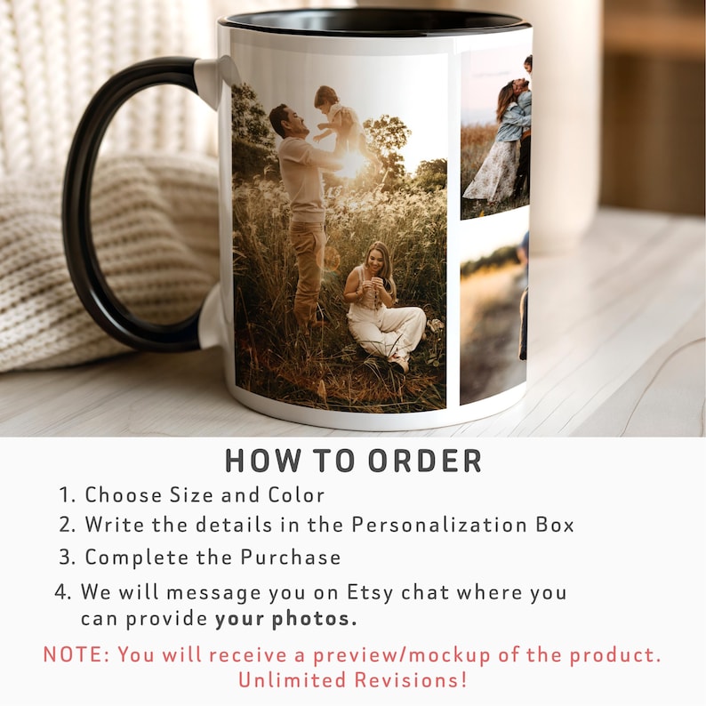 Custom Photo Collage Coffee Mug with personalization for Mothers day mug Personalized image mug for Mom Picture collage gift coffee mug image 7