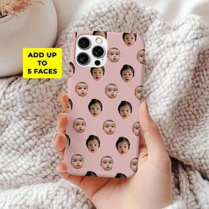 Custom Baby Face Phone Case Personalized Photo Cover with Name Gift for Mom Dad Grandma Grandpa Aunt Birthday Christmas iPhone Samsung