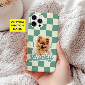 Custom Pet Portrait Phone Case with Name Personalized Dog or Cat Photo Cover Gift for Pet Lover Pet Owner Dog Mom Birthday Christmas iPhone