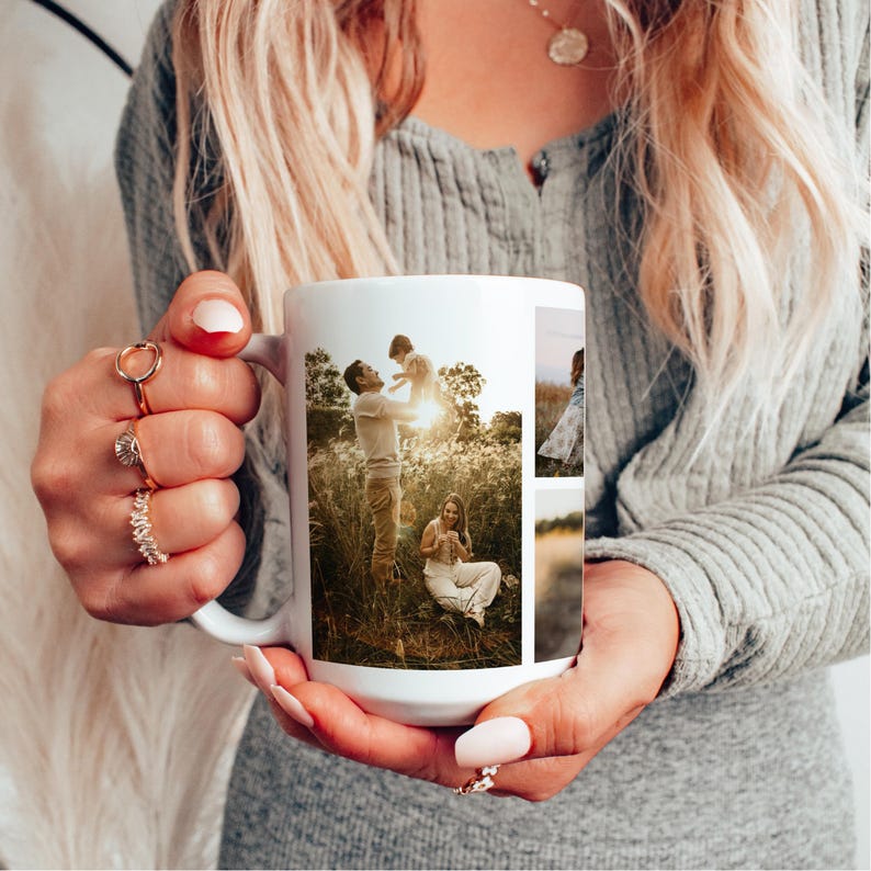 Custom Photo Collage Coffee Mug with personalization for Mothers day mug Personalized image mug for Mom Picture collage gift coffee mug image 2