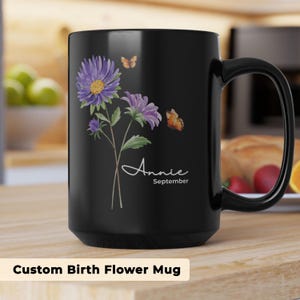 Custom Birth Month flower mug with name coffee mug Personalized birth flower mug  with name customized mug birth flower gift coffee cup