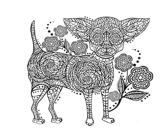 Chihuahua Kleurplaten Etsy