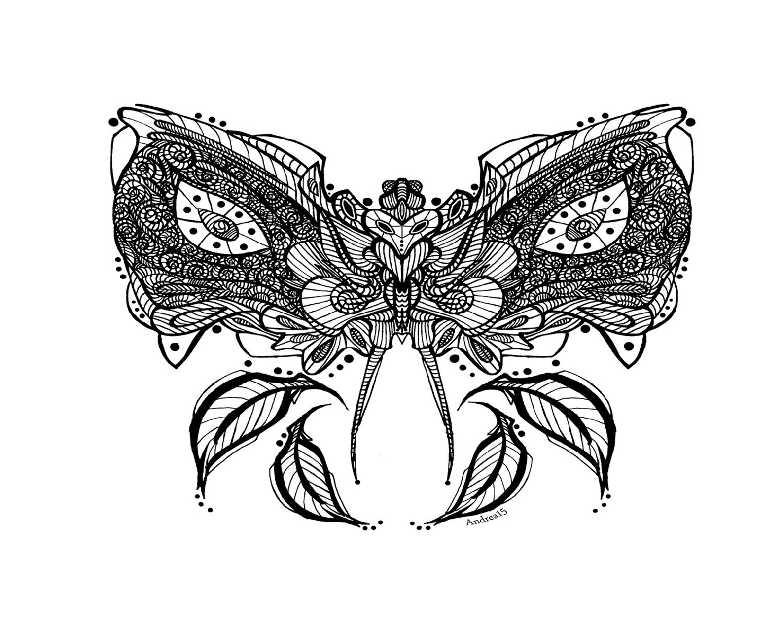 Butterfly Zen Doodle coloring PageDigital Download | Etsy