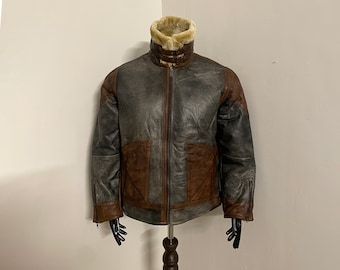 Men's Grey RAF B3 Bomber Flying Aviator Distressed Leather Jacket