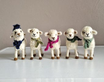 Needle Felted Sheep Sculpture: Handmade Irish Wool Figurine