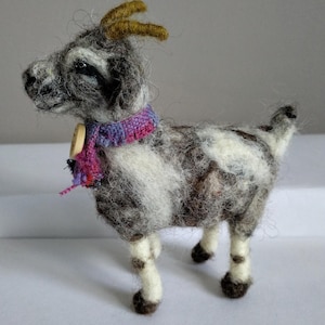 Needle Felted Goat Sculpture: Irish Wool Collectible Figurine
