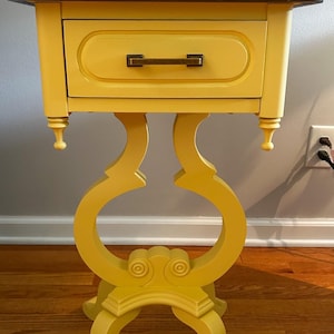 Mid-Century Modern Solid Wood Side Table – Prairie Sunset & Walnut Top | Refinished Vintage End Table Inspired by Kent Coffey