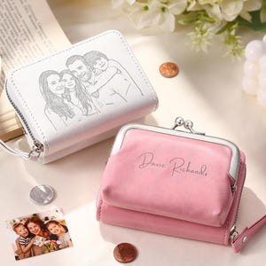 Carteira de viagem, carteira de mini cartão, carteira de couro fina, carteira pequena para mulheres, mini carteira, carteira personalizada, carteira de cartão fácil, carteira de cordão, presente para a mãe