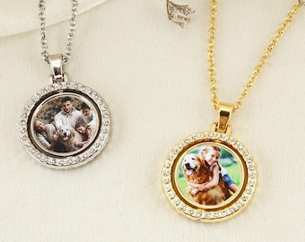 Rotating photo necklace for men,custom necklace,necklace with photo,picture necklace,bereavement gift,pet memorial gift,father's day gift