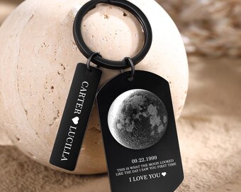 Birth Moon Keychain,Personalized Keychain,Custom Keyring,Keychains For Women,Wedding Keychain,Custom Text Keychain,Anniversary Keychain