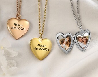 Gold Locket Necklace,Custom Heart Pendant,Picture Gold Custom,Necklace with Photo,Custom Photo Locket,Photo Locket Necklace,Mothers Day Gift
