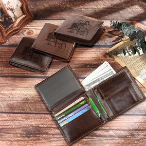 Men's Leather Wallet,Personalized Leather Rfid Wallet,Slim Leather Wallet,Anniversary Gift,Groomsmen Gift,Fathers Day Gift,Men Birthday Gift