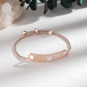 Bracelets d'identification médicale, carte d'identité médicale personnalisée, bracelet pour le diabète, identification d'alerte médicale, bracelet d'identification médicale, bracelet pour femme, cadeau pour maman, cadeaux de Noël