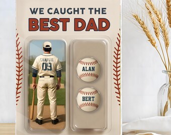 Father's Day Gift for Baseball Dad,Personalized Acrylic Block,Man And Kids Trading Card Style,Baseball Trading Card Style Gift Dad Grandpa