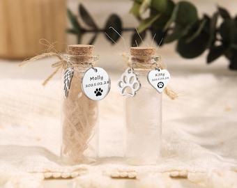 Pet Fur Memorial Jar,Cat Fur Memorial Jar,pet loss gift,Personalized Pet Fur Keepsake,Small Glass Ash Jar,Pet Loss Keepsake,Dog Cat Memorial