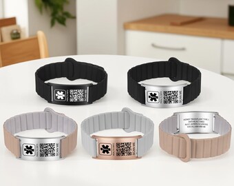 Medical ID Bracelet,Kid Medical Bracelet,QR Code Medical Bracelet,Medical Alert Bracelet,Health Medical Bracelet for Women,Men Medical Alert