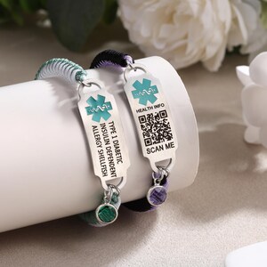 Medical Alert Bracelet,Health Medical Id Bracelet,Custom Medical Bracelet for Women,Stainless steel bracelet,qr code medical bracelet image 3