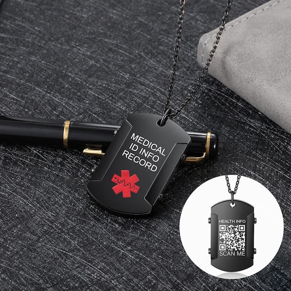 Medical QR Code Necklace,medical Emergency Id,allergy Information
