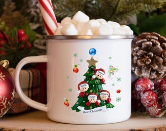 Emaille mok met naam, bekers voor kinderen, mok met familienaam, gepersonaliseerde mok, mok voor moeder, kerstmok cadeau, koffiemok, aangepaste emaille mok