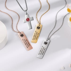 Collar de identificación médica, dije de alerta médica, etiqueta de identificación médica, alerta de epilepsia, alerta médica personalizada, etiqueta de alerta médica, alerta de alergia, alergia médica