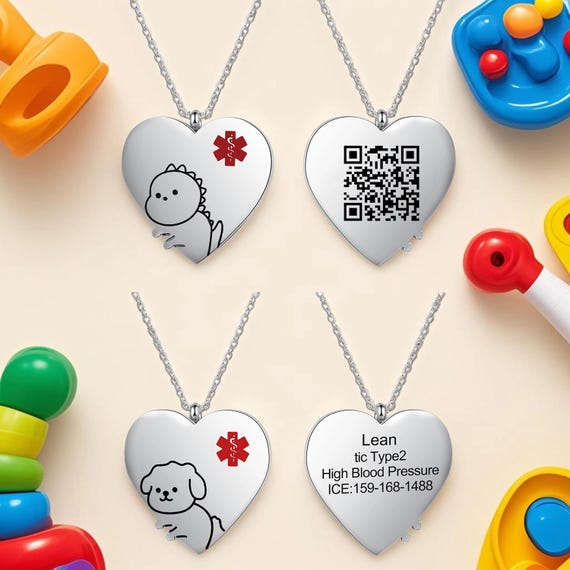 Kid Medical Necklace,medical Alert Charm,necklace for Children