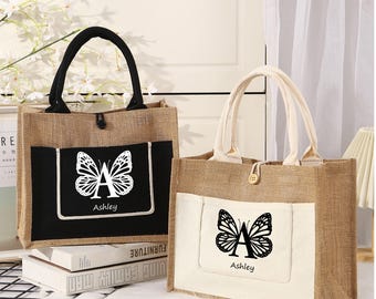 Custom Wedding Bag,Burlap Bag With Name,Jute Bag,Tote Bag,Bridesmaid Jute Bag,Beach Bag,Bride Tote Bag,Name Jute Tote Bag,Christmas Gifts