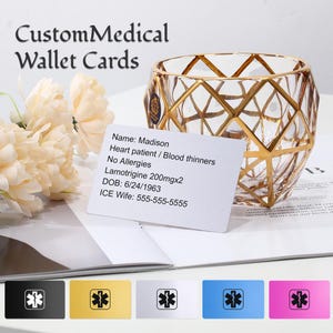 Encarte de carteira personalizado, Médico personalizado, Cartão de inserção de carteira, Contatos médicos, Cartão de carteira, Cartão de carteira de metal, Cartão de alerta médico, presente para ele