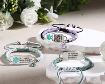 Medical Alert Bracelet,Health Medical Id Bracelet,Custom Medical Bracelet for Women,Stainless steel bracelet,qr code medical bracelet
