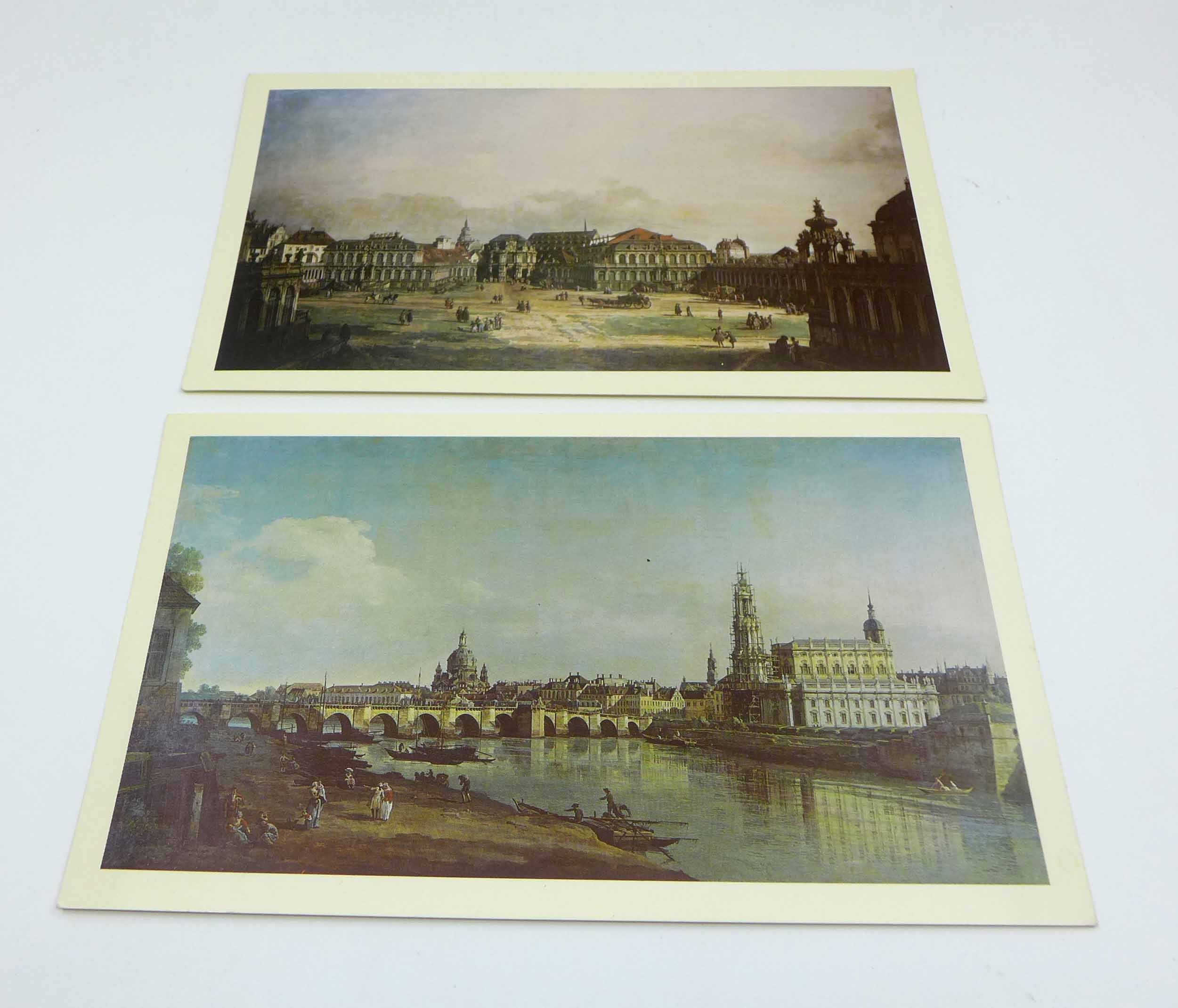 Bernardo Bellotto, Two Museum Prints The Zwinger and Dresden from the Right Bank of the Elbe, 1740s Dresden Germany Painting Cityscapes 18 C